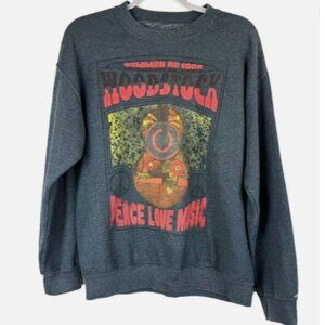 Woodstock Dark Grey Charcoal Graphic Pullover Crewneck Sweatshirt Oversize / XL